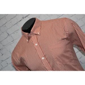 Onward Reserve Dress Shirt Men Size Large Red Plaid Polyester Nylon Spandex